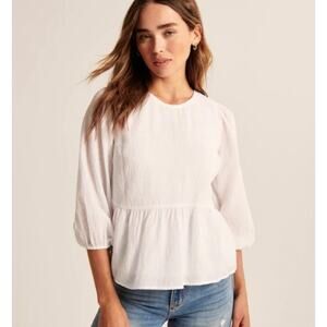 Abercrombie & Fitch 3/4 Sleeve Peplum Blouse Cotton Size Small